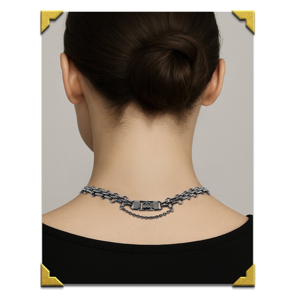 HTF Vintage Chanel Silver-Tone Multi-Link Choker Necklace – 15” Iconic CC Clasp